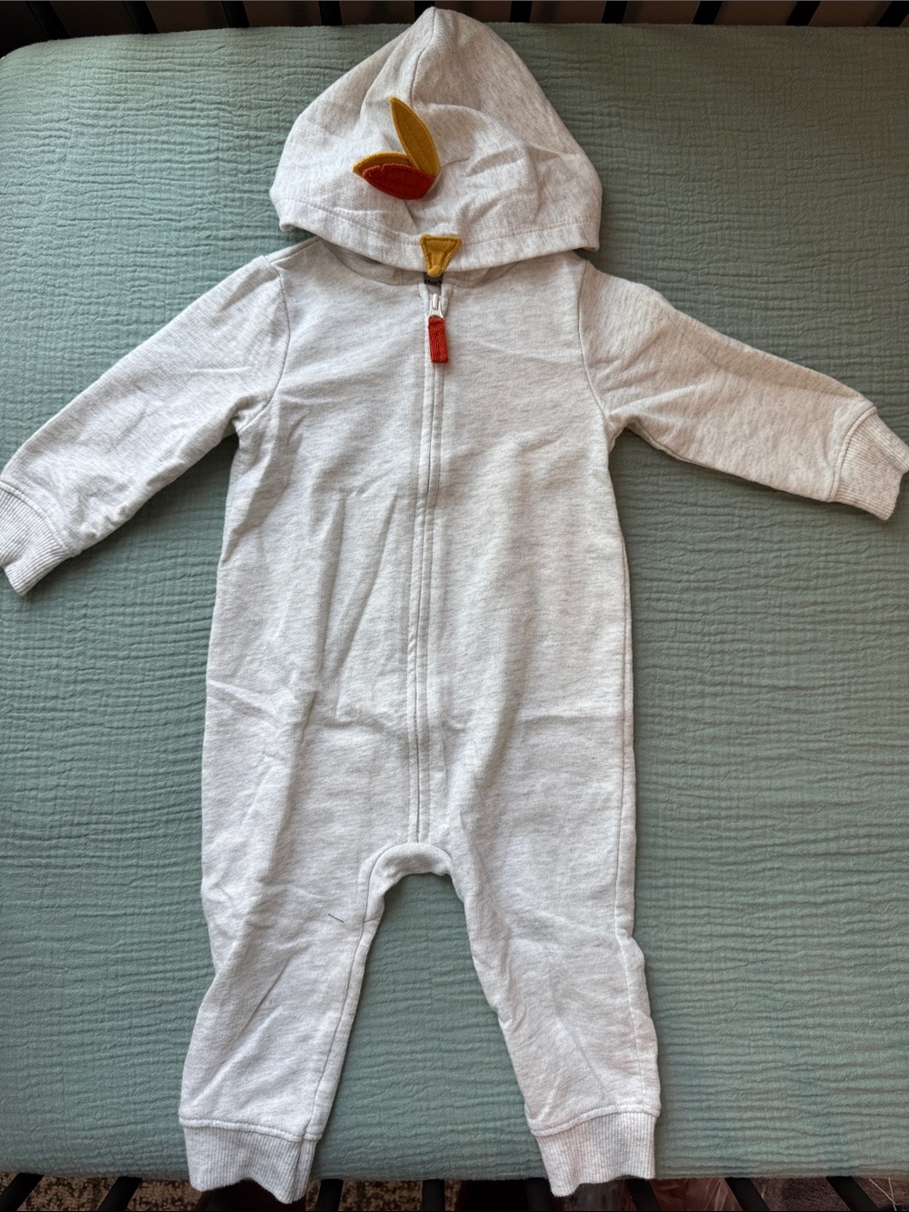 Old Navy Cream Hooded Zip One-Piece with Leaf Patch